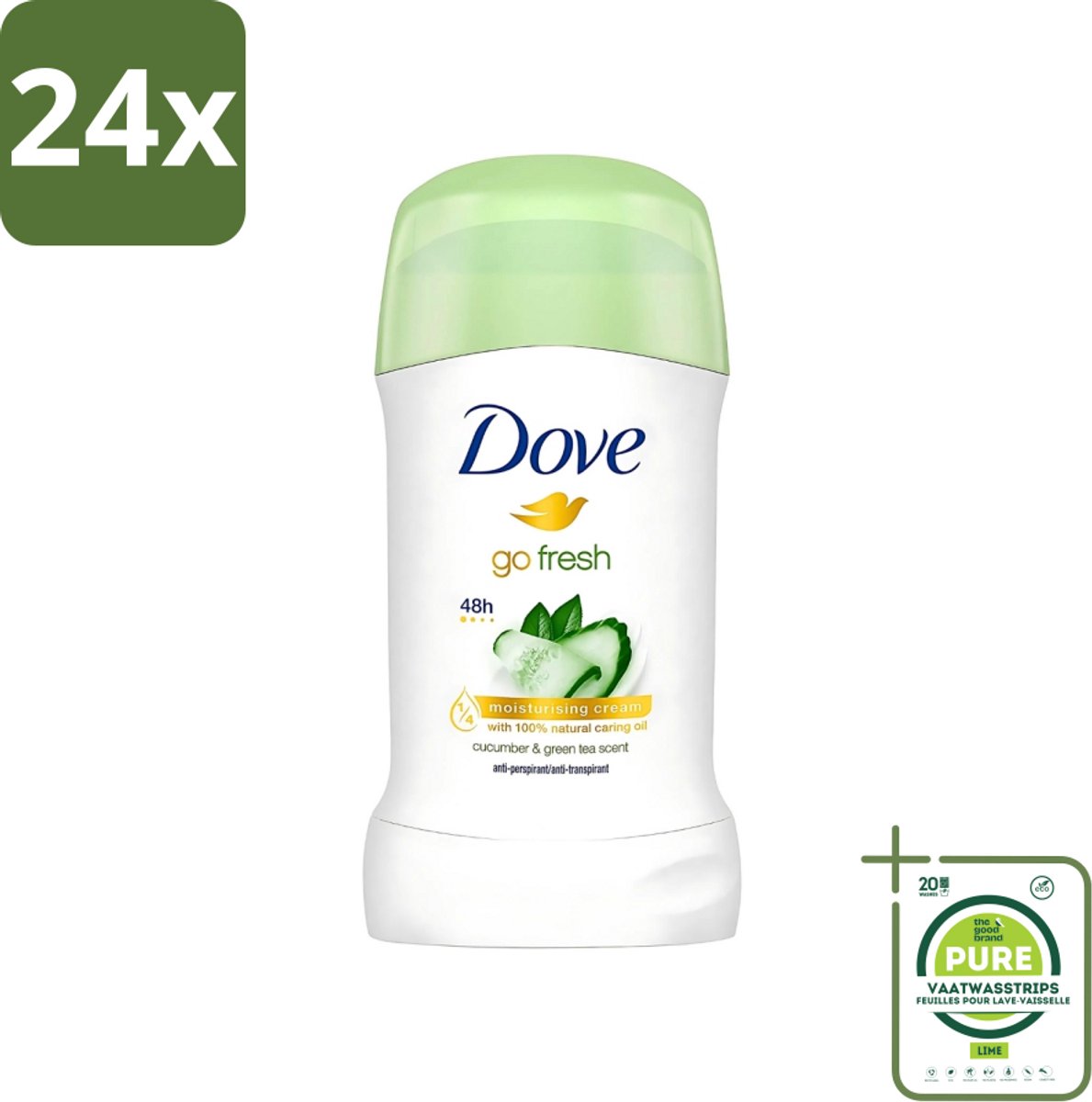 Dove - Deodorant - Go Fresh Stick - 48 uur zweetbescherming - Anti Perspirant - 40 ml - Voordeelverpakking - 24 stuks - Anti-transpirant stick - Zweetbeheersing