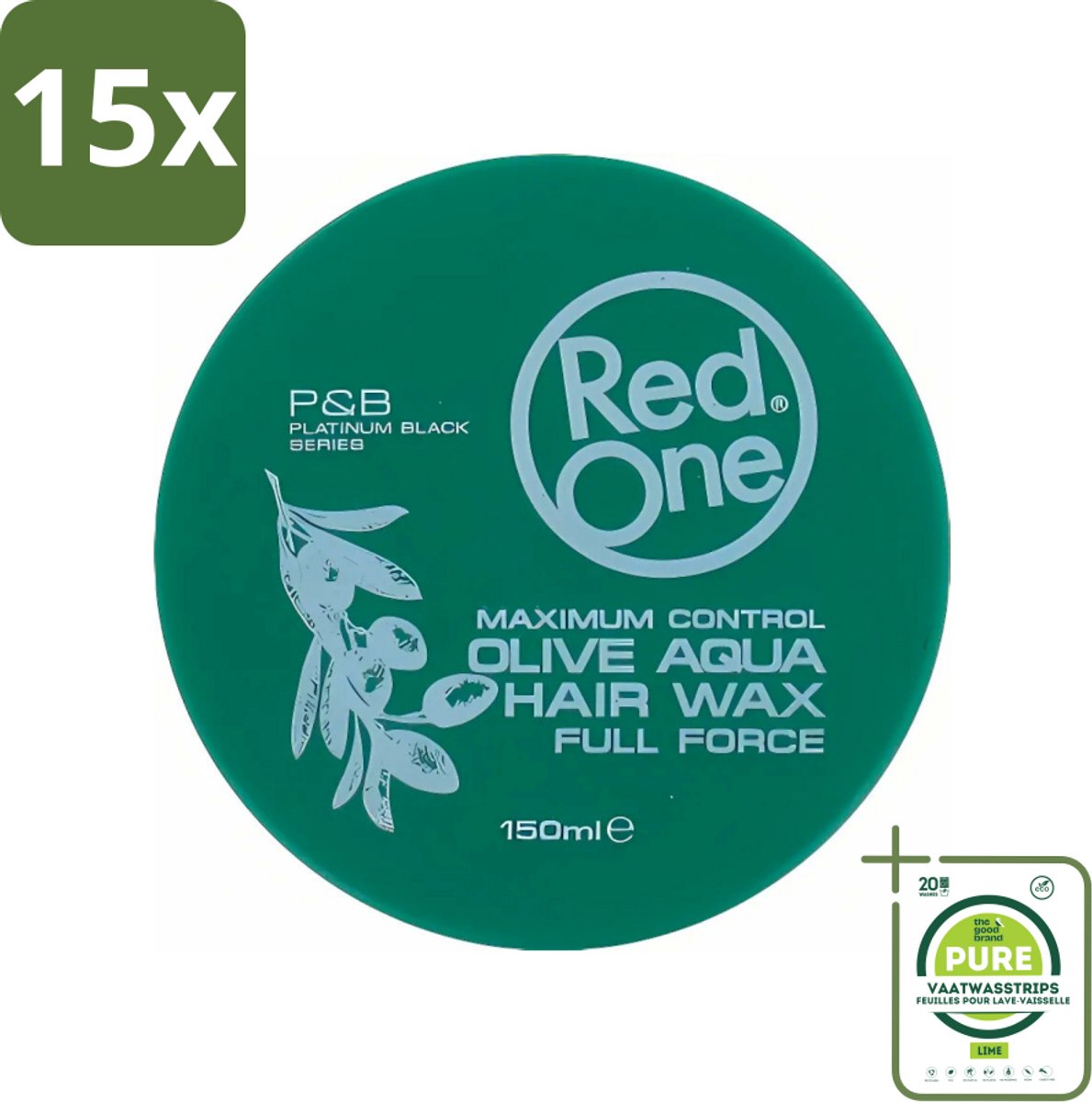 15 x Red One - Haarwax - Cobra Aqua - Maximale Controle - Voor Krachtige Hold & Glans - 150 ml - Grootverpakking - Haarwax - Styling Wax - Cobra Aqua - Controle Haar - Glans Haar