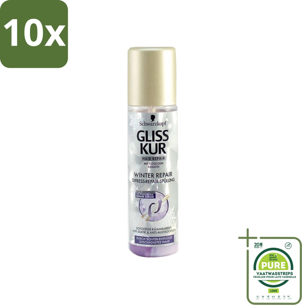 10 x Gliss-Kur - Anti-Klit Spray - Winter Repair - Makkelijke Kambaarheid - 200 ml - Grootverpakking - Haarkleur - Haarkleur - Haarkleur - Haarkleur - Haarkleur