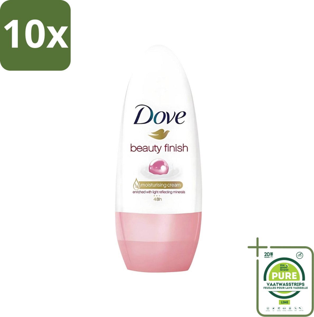10 x Dove - Deodorant - Roll-On Beauty Finish - Soepele geur en verzorging - 50 ml - Grootverpakking - Dove Beauty Finish - Deodorant Roll-on - Beauty Mineraal - Huid Verzorging - Zweet En Geur Bescherming