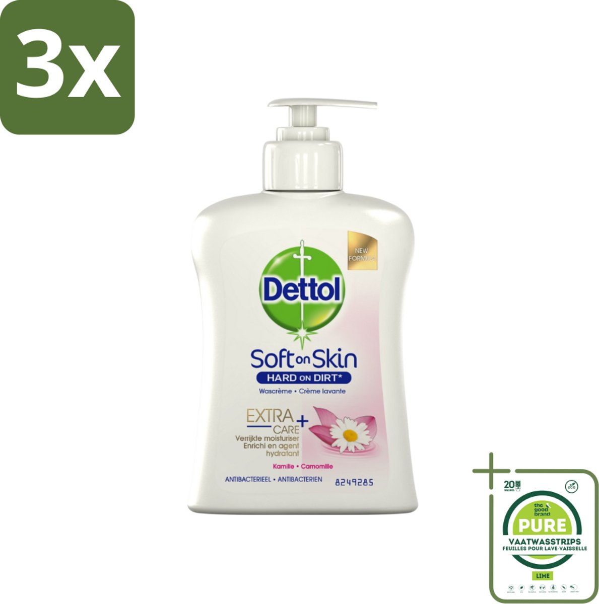 3 x Dettol - Handzeep - Antibacterieel - Hydraterend - Kamille - 250 ml - Grootverpakking - Handzeep - Antibacterieel - Hydraterend - Kamille - Handwas