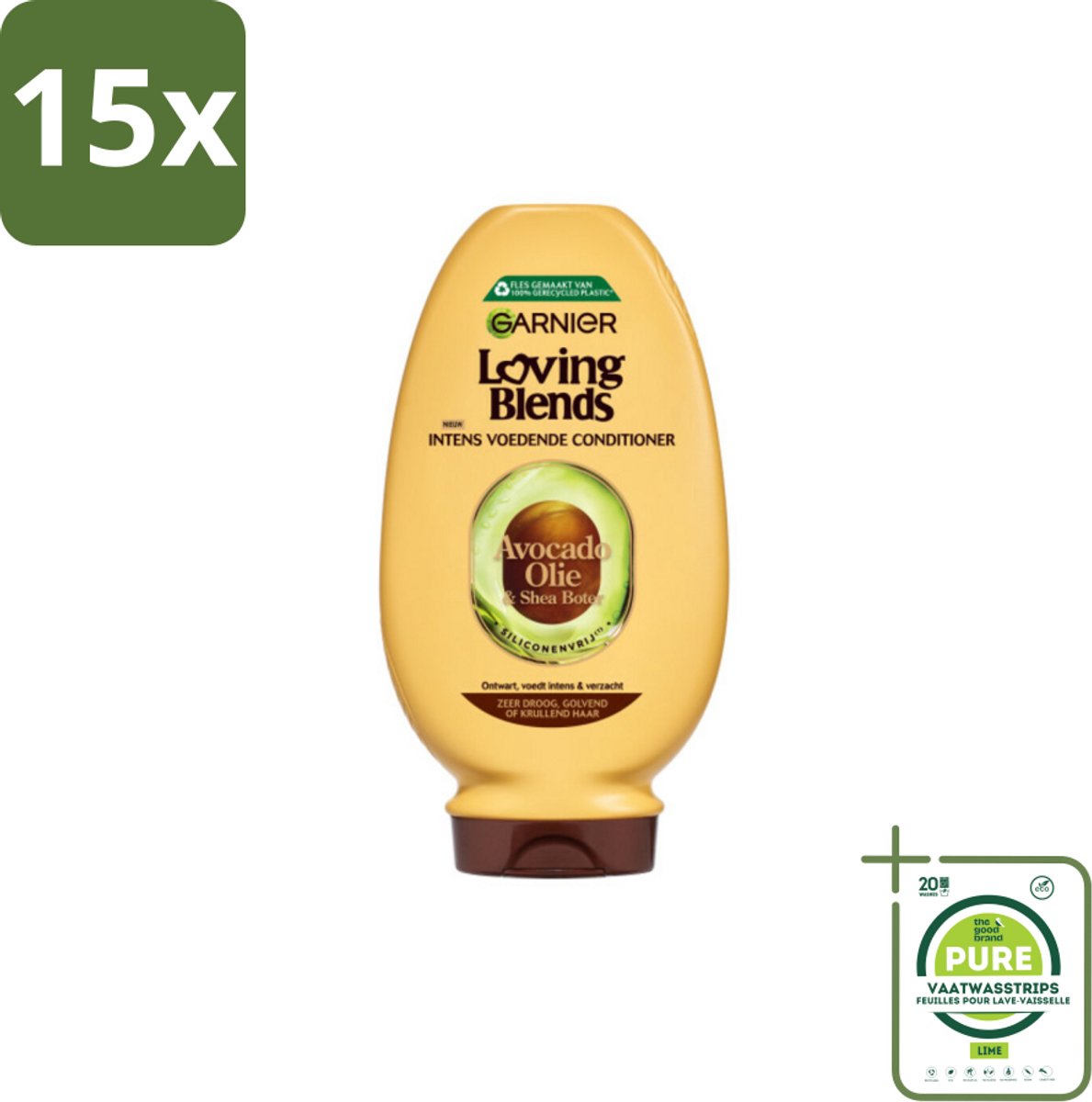 15 x Garnier Loving Blends Avocado Olie en Shea Boter Conditioner 250 ml - Grootverpakking - Avocado Olie - Shea Boter - Haarverzorging - Droog Haar - Pluizig Haar