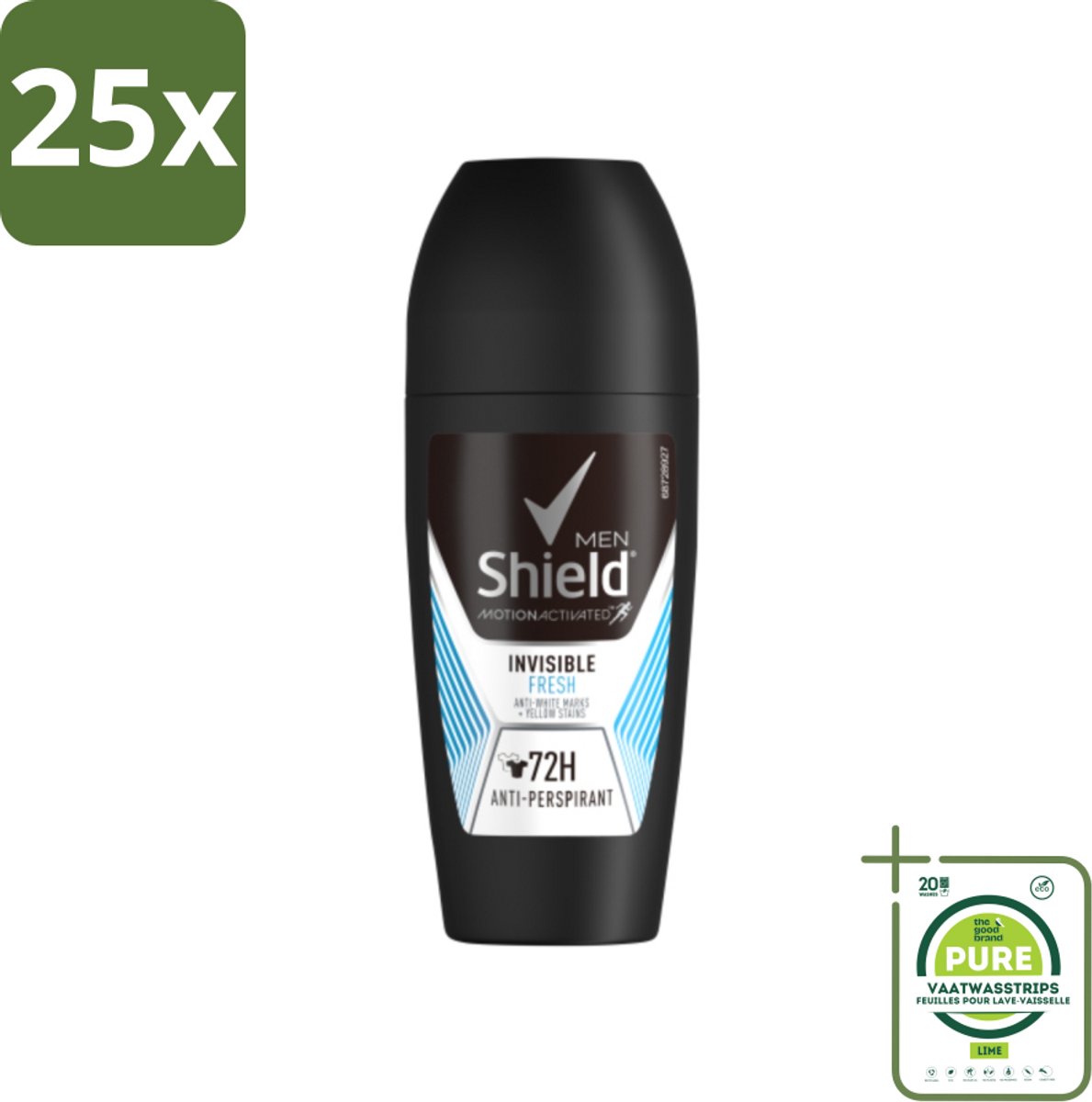 25 x Rexona Men - Invisible Fresh - Deo Roll-on - Anti-transpirant - 50 ml - Grootverpakking - Deodorant Voor Mannen - Zweetvermindering - Anti-transpirant - Frisse Geur - Huid Droog Houden