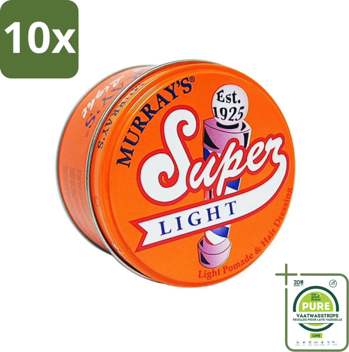 10 x Murray's - Super Light - Pomade - Lichtgewicht Hold - Glanzende Afwerking - 85 ml - Grootverpakking - Pomade - Lichtgewicht Pomade - Haartype - Haartypen - Haartypen