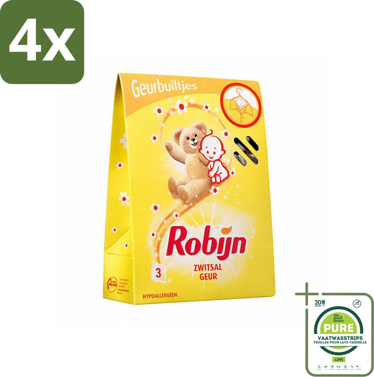 Robijn Geurbuiltjes Zwitsal 3 stuks per verpakking - Voordeelverpakking - 4 stuks - Zwitsal geur - Babygeur