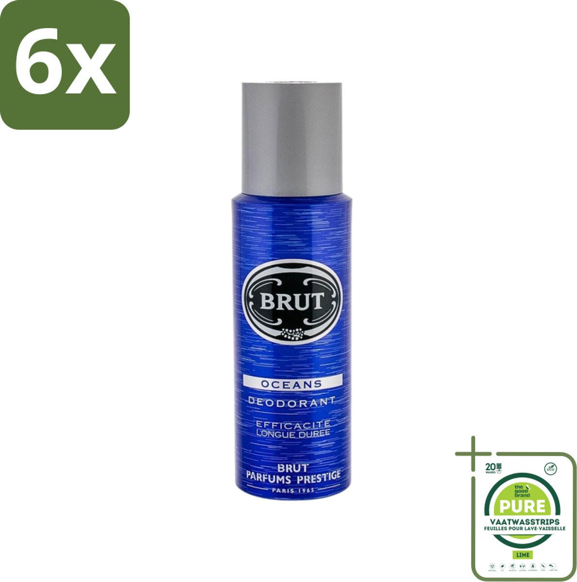 Brut - Deodorant - Spray - Oceans - Fris & maritiem aroma - 200ml - Voordeelverpakking - 6 stuks - Deodorant spray - Fris