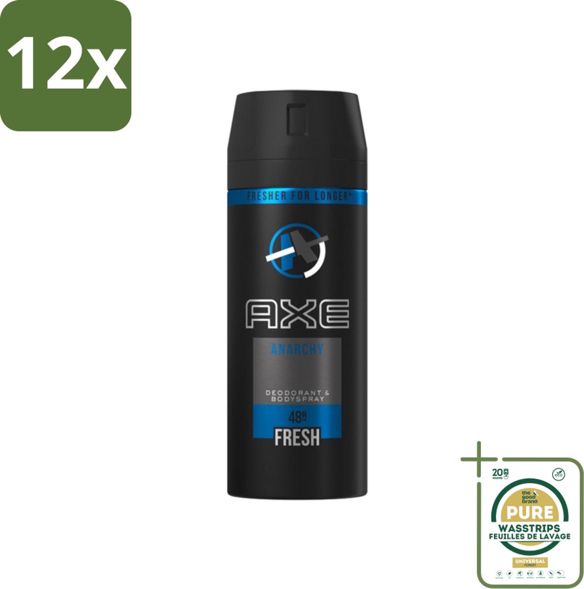 Axe - Deodorant Bodyspray - 48hrs Fresh - Anarchy for Him - 150 ml - Voordeelverpakking - 12 stuks - Mannelijke geur - Frisse geur