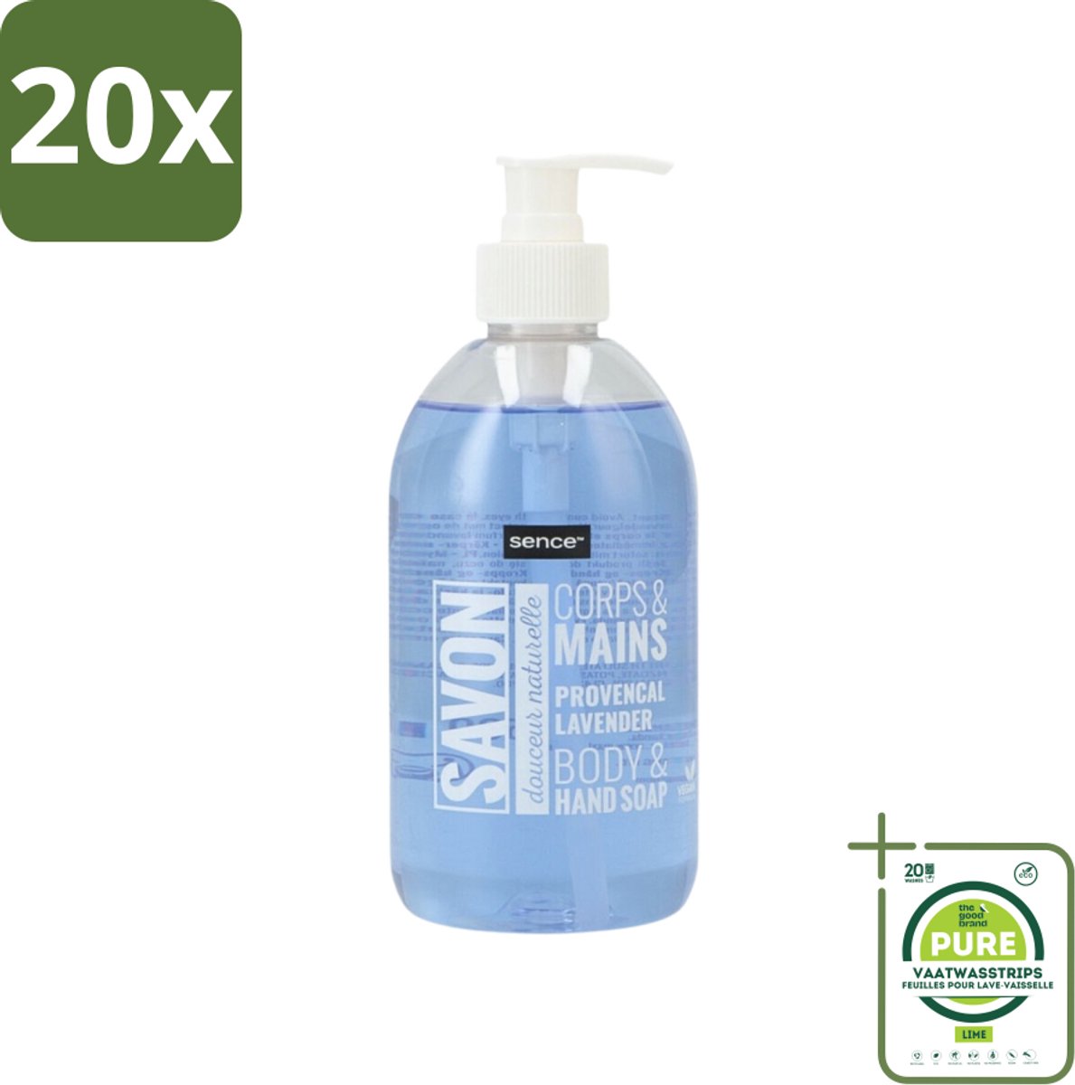 20 x Sence - Provencal Lavendel - Handzeep - Savon - 500 ml - Grootverpakking - Sence Handzeep - Lavendel Geur - Vloeibare Handzeep - Handzeep Provencal Lavendel - Handzeep 500 Ml
