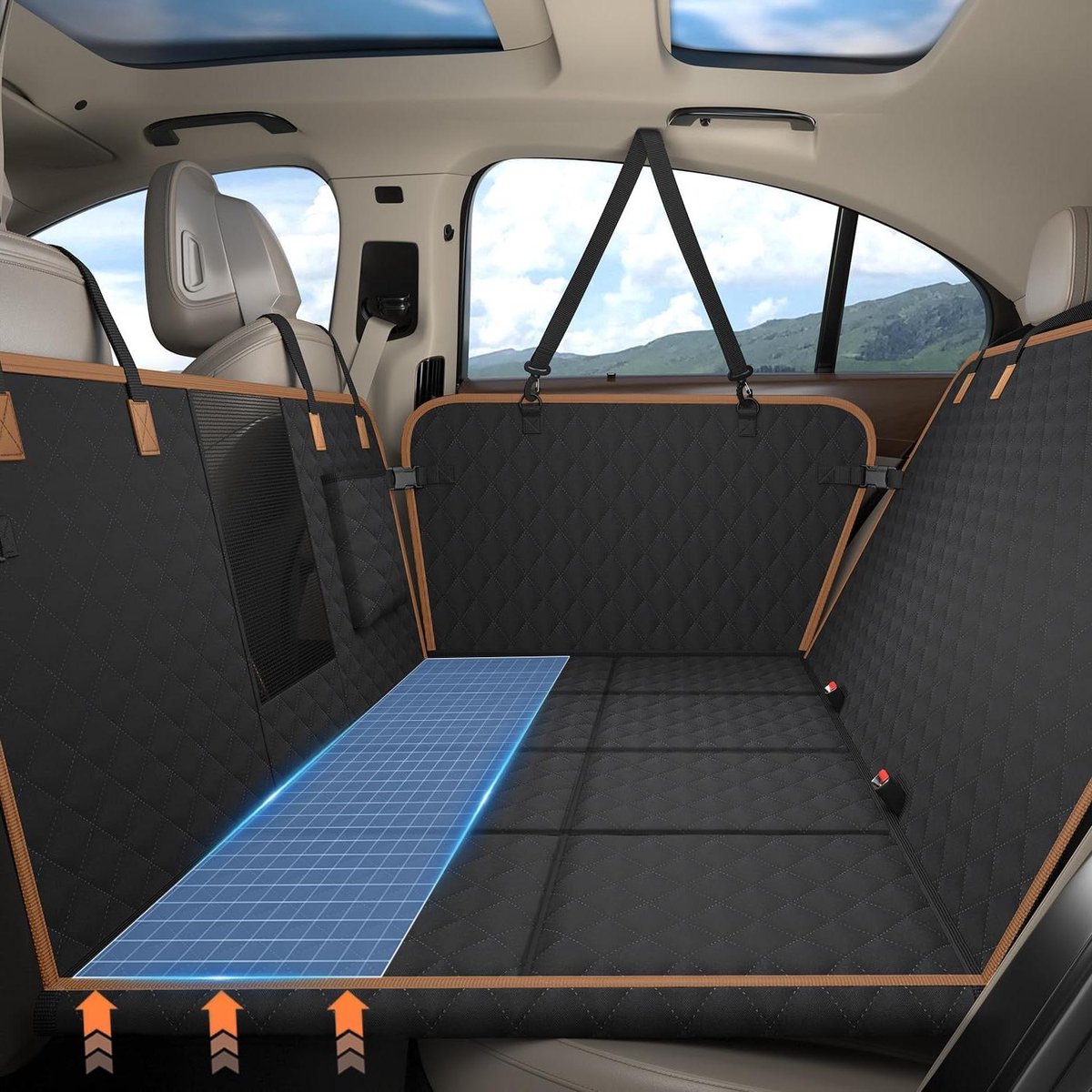 Hondendeken Achterbank - Auto Huisdierbescherming - Veilig Reizen - Waterdicht Krasbestendig - 120 x 62 cm - Zwart