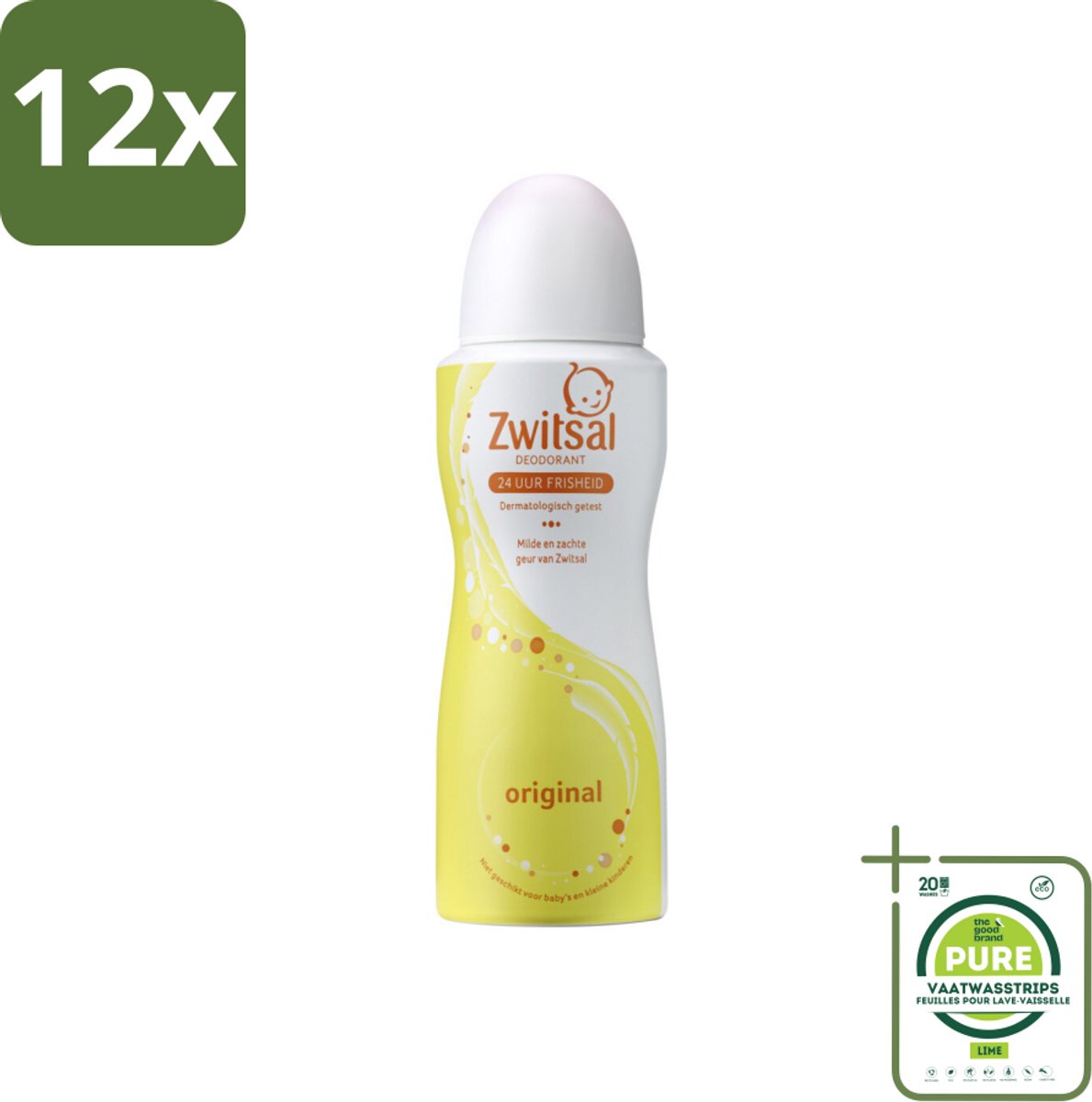 Zwitsal Deodorant Original 100 ml - Voordeelverpakking - 12 stuks - Zwitsal deodorant spray - Fris geurend