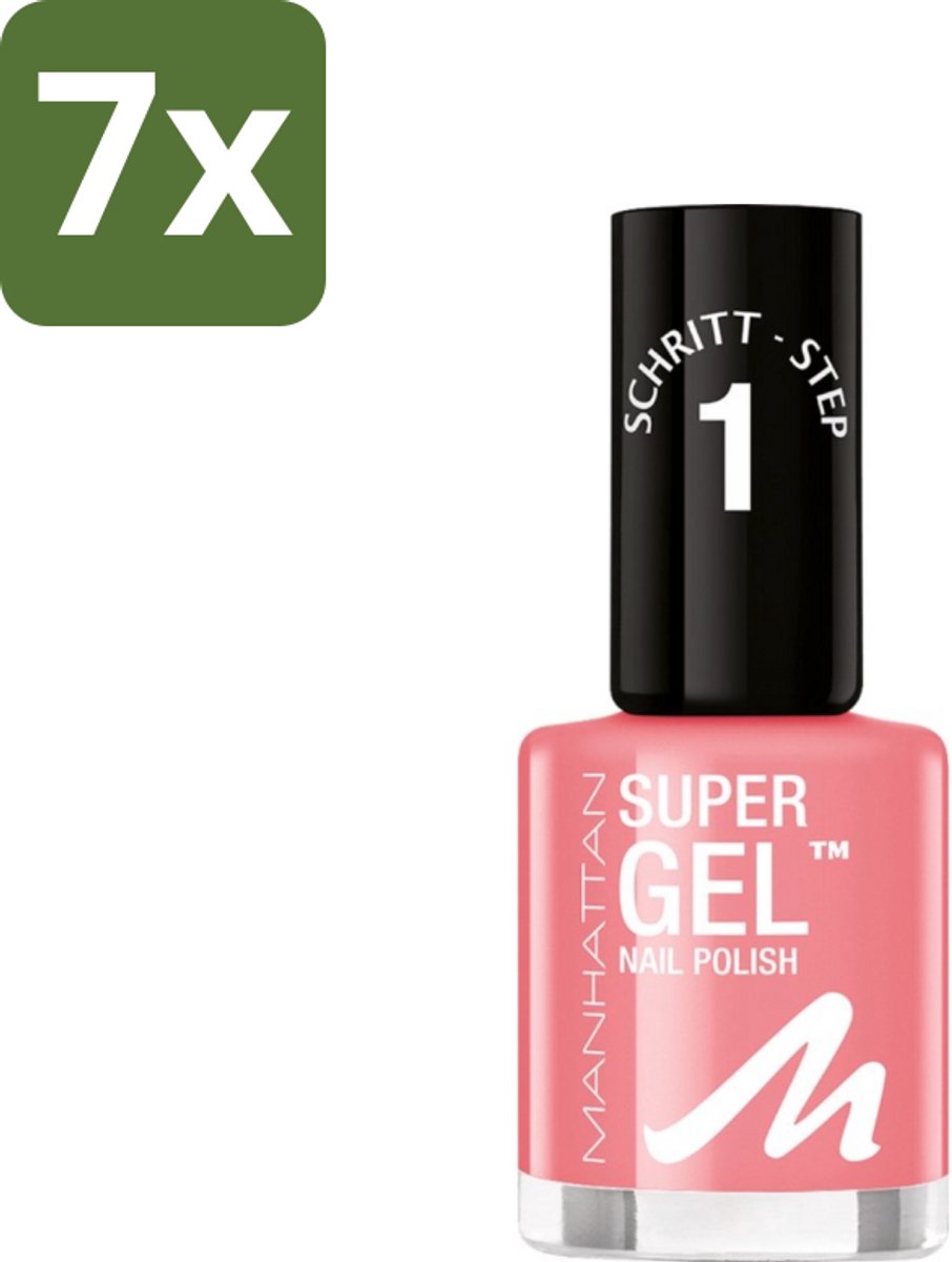 7 x MANHATTAN Cosmetics - Gel Nagellak - Super 240 Pop Princess Pink - Glanzend & Langdurig - 12 ml - Gel Nagellak - Super Gel Nagellak - 3d Gel Effect - Langdurige Nagellak - Pop Princess Pink