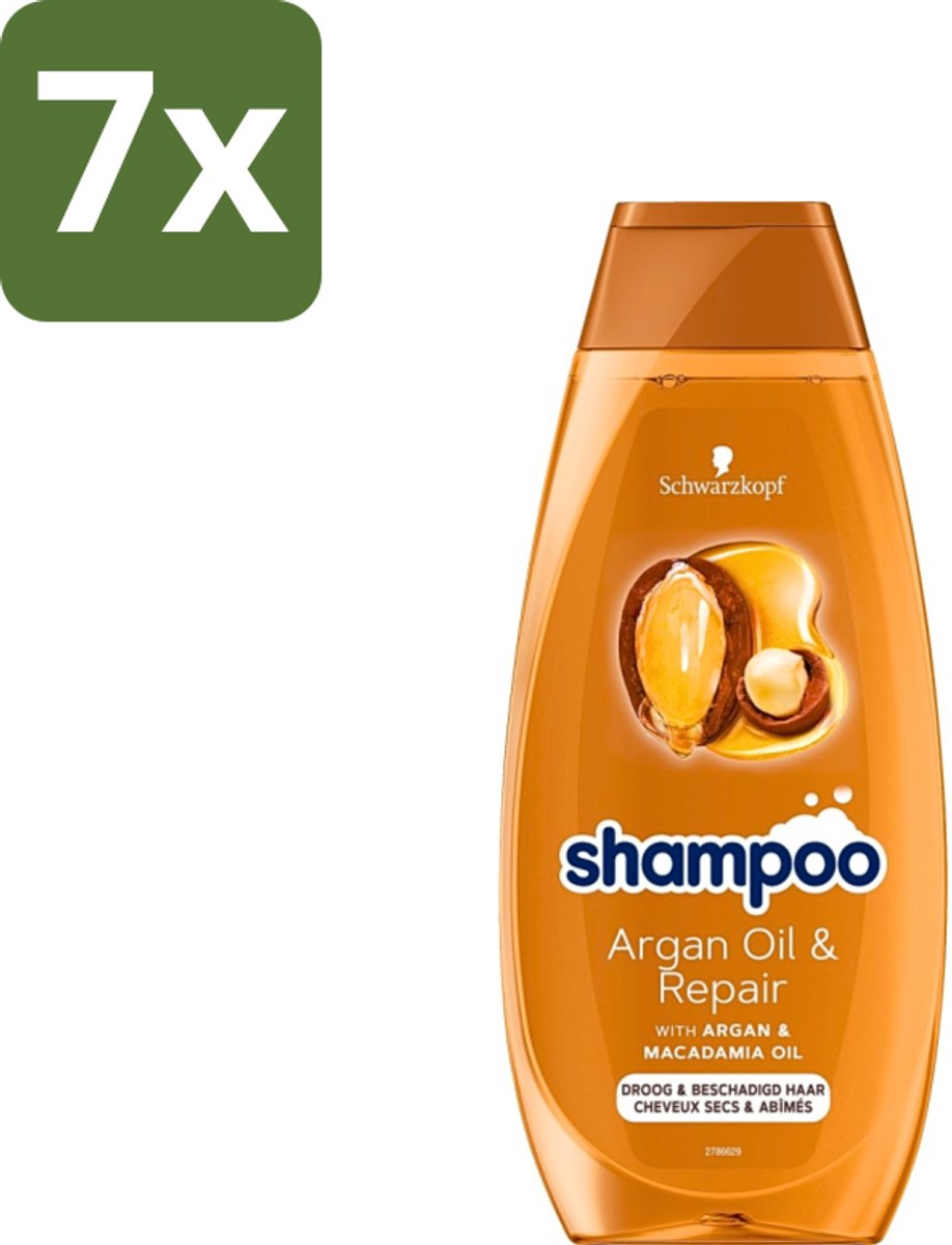 7 x Schwarzkopf - Shampoo Argan Oil & Repair - Voedt & Versterkt - 400 ml - Arganolie - Droog Haar - Beschadigd Haar - Haarverzorging - Haarversterking