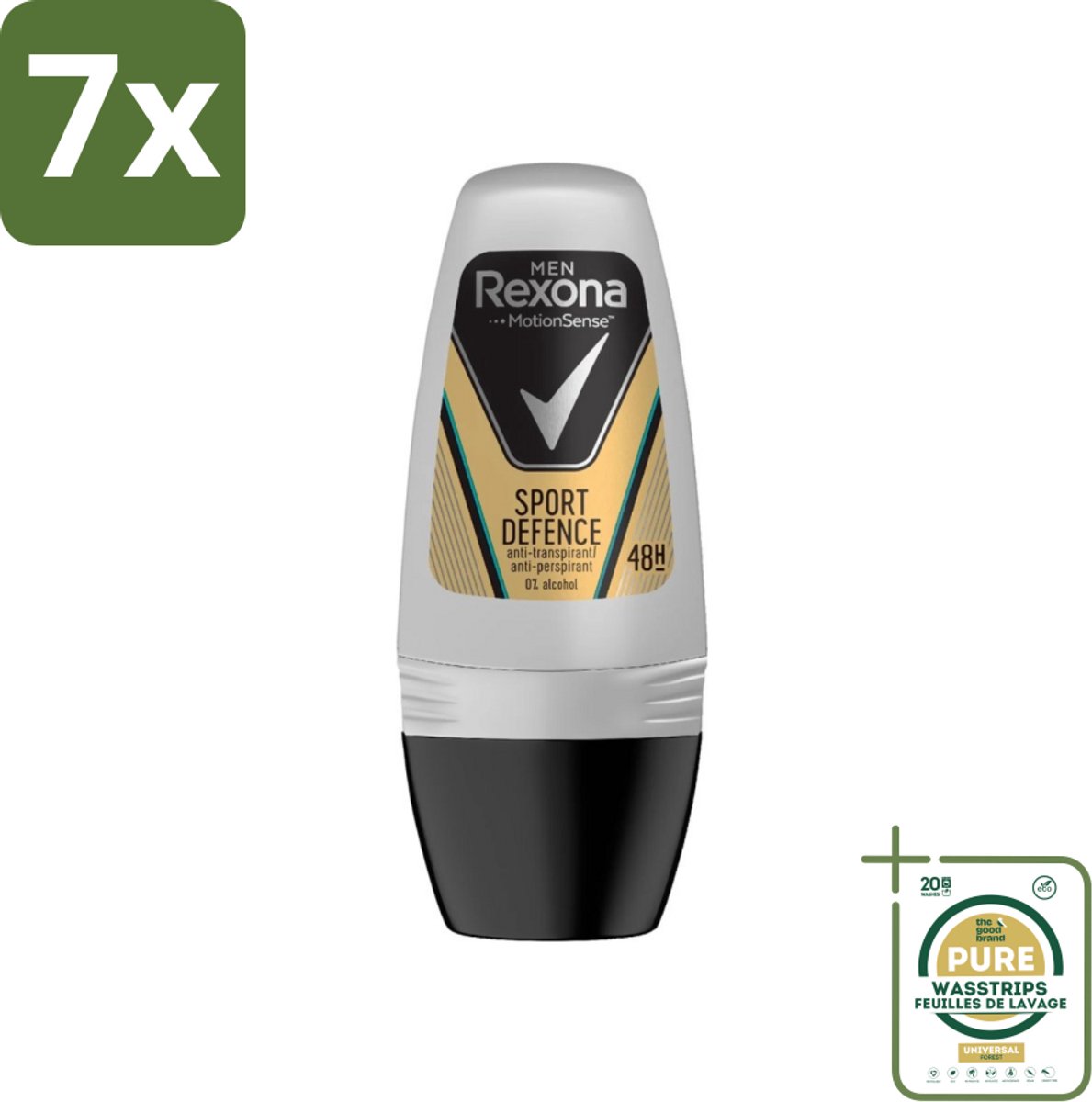 7 x Rexona Men - Sport Defence - Deo Roll-on - 50 ml - Grootverpakking - Sport Deodorant - Zweetgeur - Actieve Mannen - Deodorant Voor Mannen - Droge Oksels