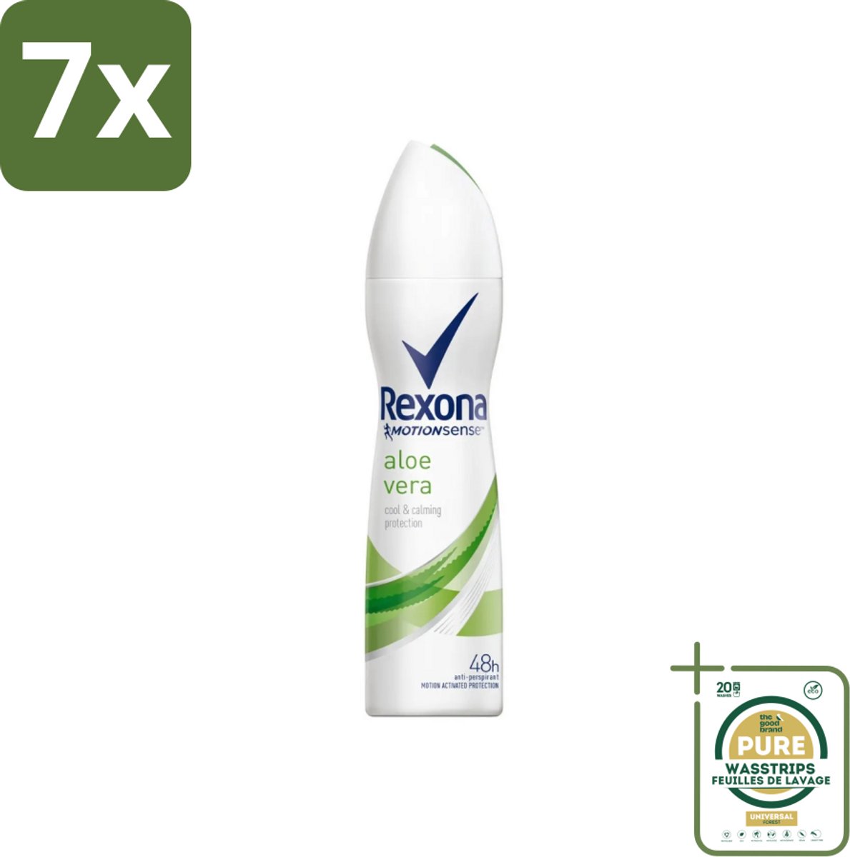 7 x Rexona - Fresh Aloe Vera - Deodorant Spray - 150 ml - Grootverpakking - Deodorant Spray - Aloë Vera - 48 Uur Bescherming - Zweet En Geur - Huid Verzorging