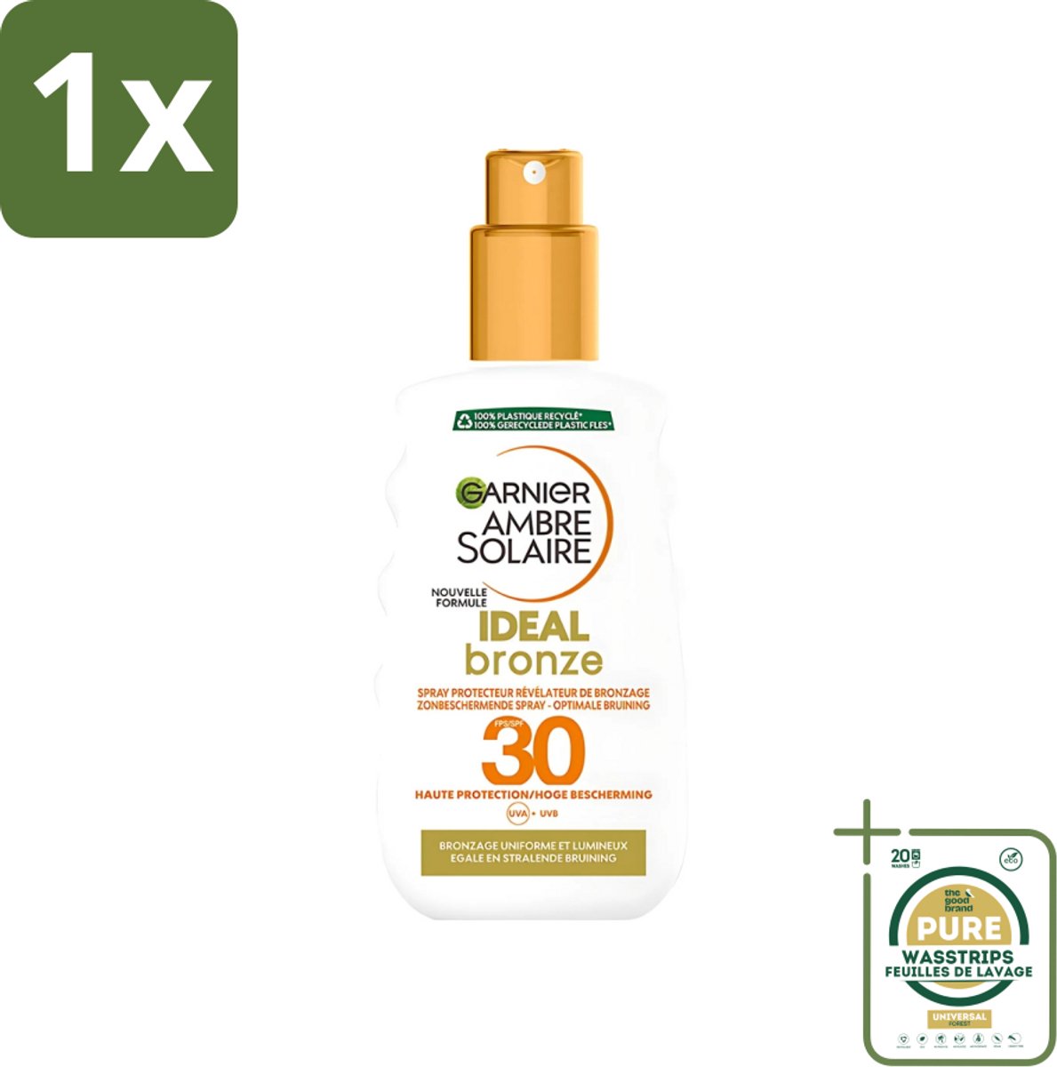 1 x Garnier - Ambre Solaire - Ideal Bronze - Zonnebrandspray - SPF 30 - 200 ml- Zonbescherming - Bruining - Zonnebrand - SPF 30 - Huidbescherming