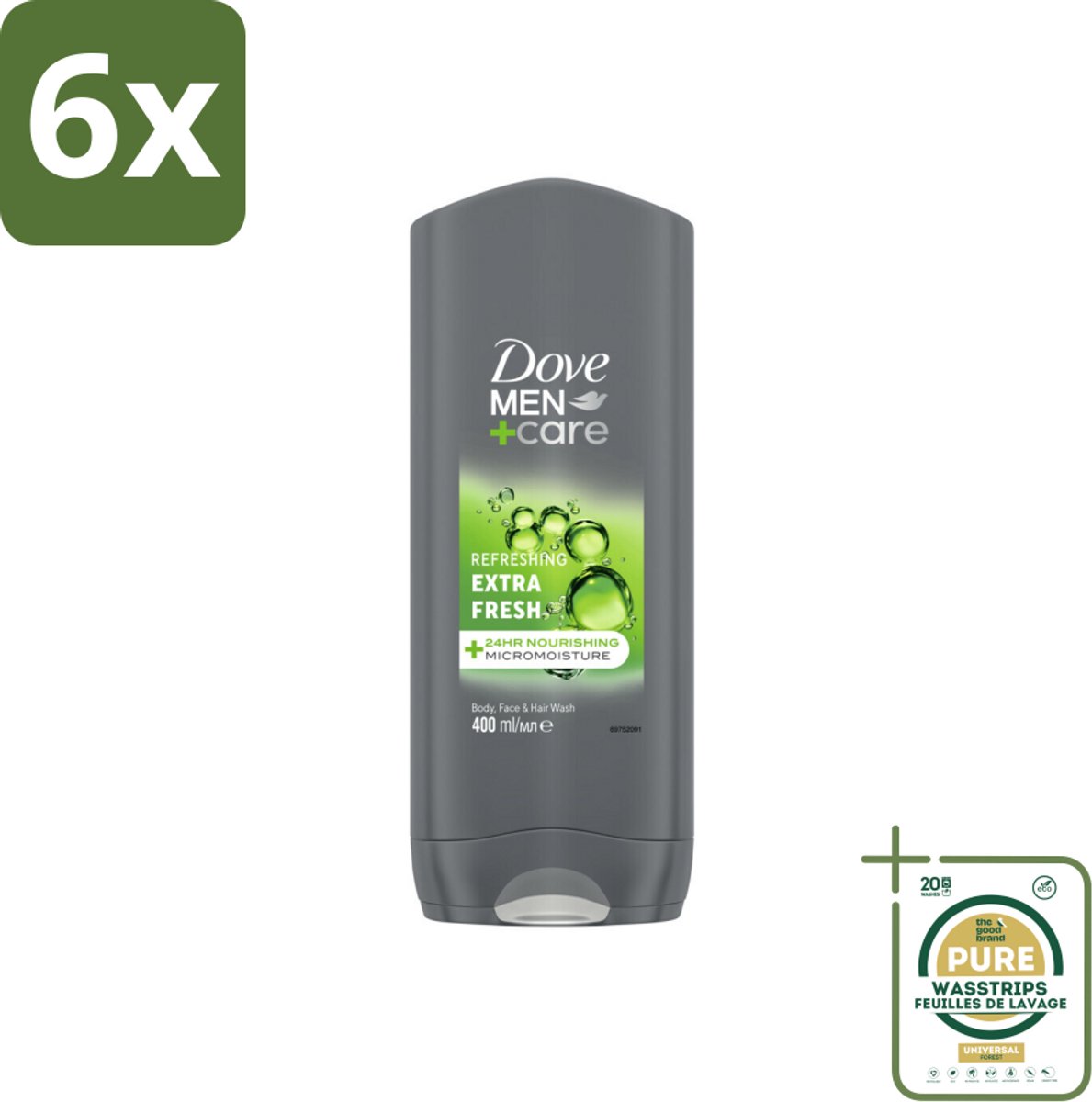 Dove Douchegel Men+ Care Extra Fresh 400 ml - Voordeelverpakking - 6 stuks - Reiniging - Huidverzorging