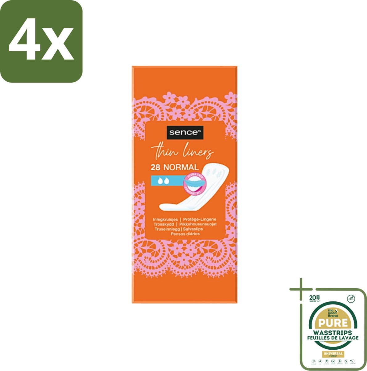 Sence - Normaal - Inlegkruisjes - Dagelijks Comfort - 28 Inlegkruisjes - Voordeelverpakking - 4 stuks - Afscheiding - Menstruatie