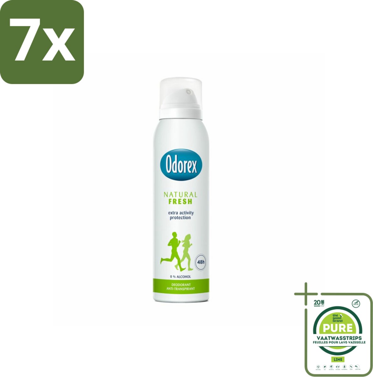 7 x Odorex Deodorant Spray Natural Fresh 150 ml - Grootverpakking - Deodorant Spray - Natuurlijke Frisheid - Alcoholvrije Deodorant - Huidvriendelijk - Dermatologisch Getest