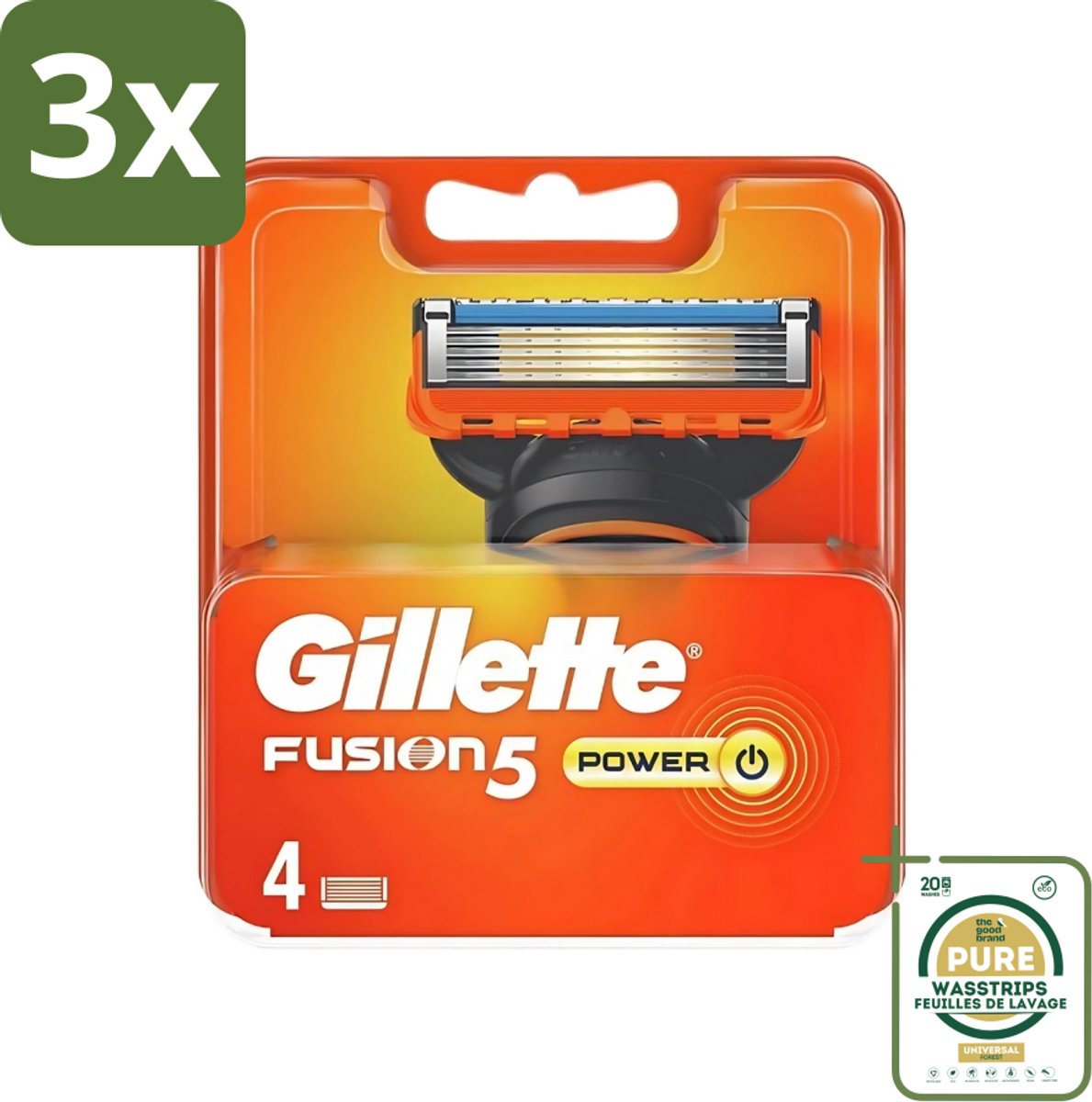 3 x Gillette - Fusion 5 Power - Langdurige scherpte - 4 Navulscheermesjes - Grootverpakking - Scheermesjes - Navulmesjes - Scherpe Mesjes - Anti-frictie - Precisietrimmer