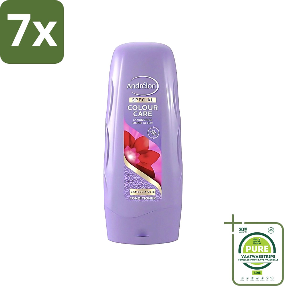 7 x Andrélon - Colour Care - Camellia Olie - Conditioner - Kleurbehoud - 300 ml - Grootverpakking - Kleurbehoud Haar - Gekleurd Haar Verzorging - Camellia-olie Conditioner - Sulfaatvrije Conditioner - Haarkleur Beschermd