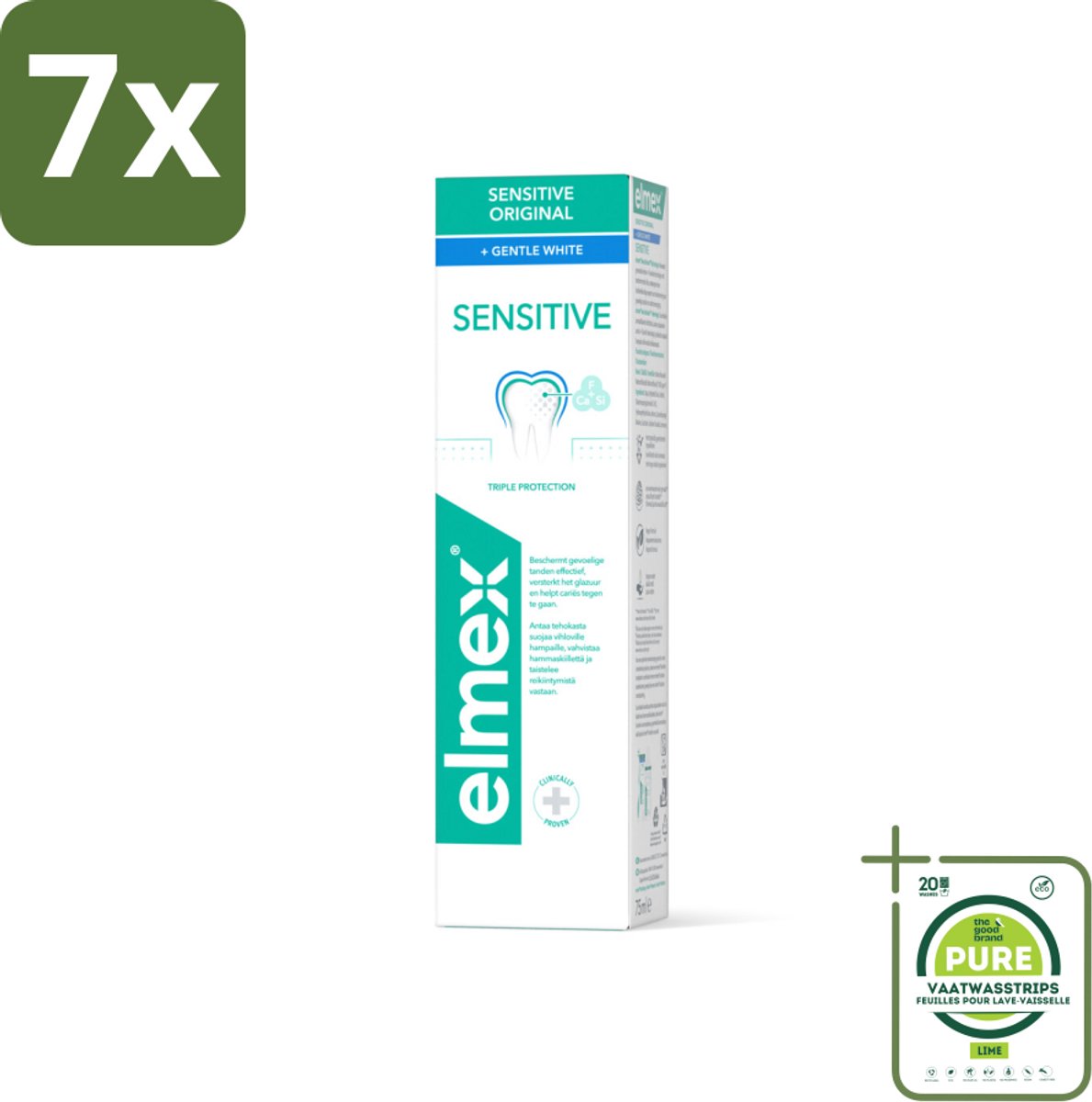 7 x Elmex Tandpasta Sensitive Gentle White 75 ml - Grootverpakking - Tandpasta - Mondhygiëne - Tanden Witte - Tandvleesbescherming - Bacteriënverwijdering