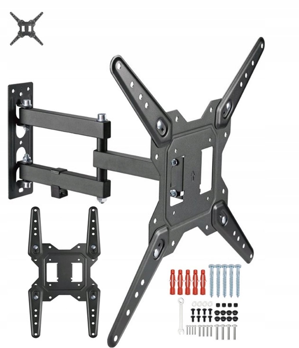 Draaibare TV Muurbeugel - 14-55 inch, 30 kg, Zwart