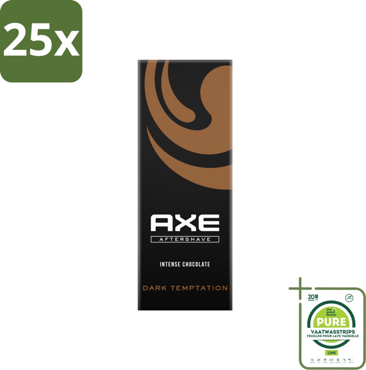 25 x Axe Dark Temptation Aftershave 100 ml - Grootverpakking - Aftershave - Chocolade - Aftershave Geur - Verleidelijk Aroma - Huidkalmering