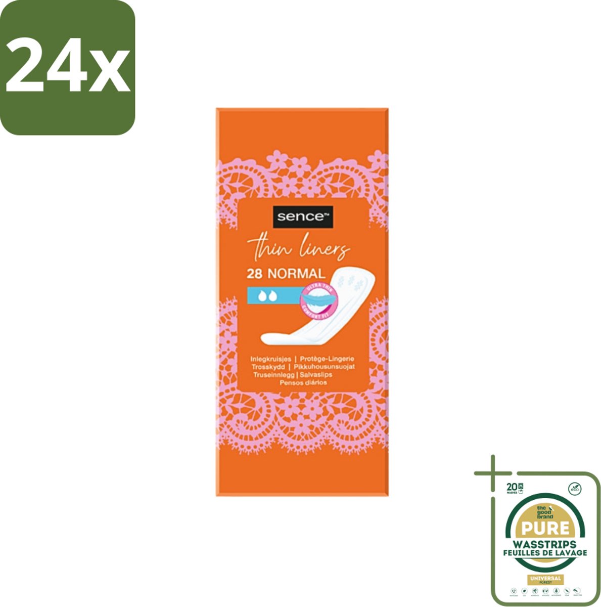 Sence - Normaal - Inlegkruisjes - Dagelijks Comfort - 28 Inlegkruisjes - Voordeelverpakking - 24 stuks - Afscheiding - Menstruatie