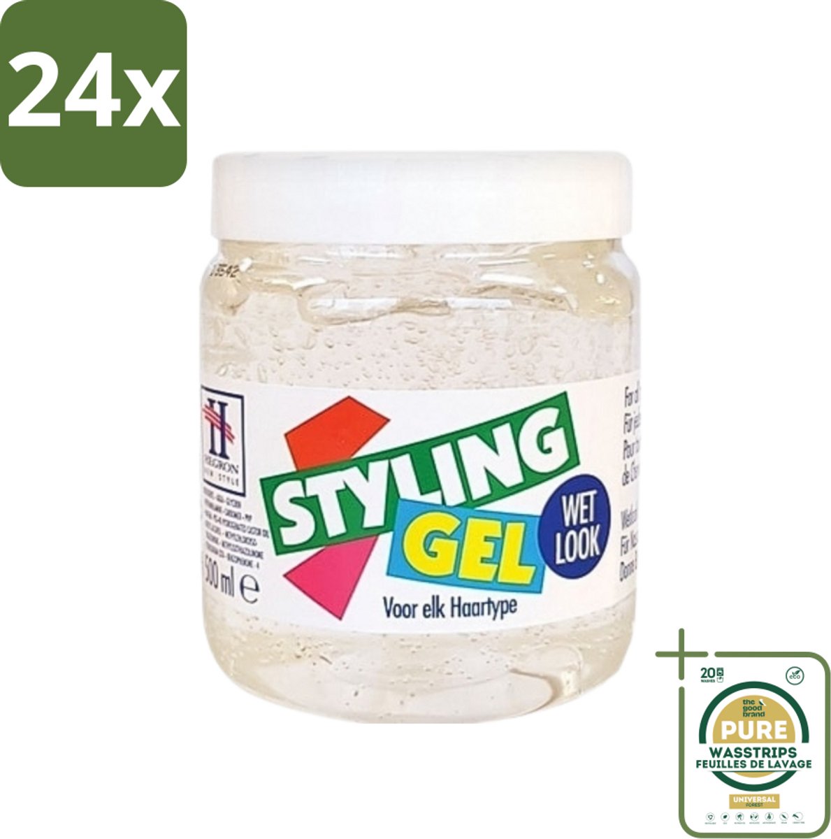 Hegron - Styling Gel - Wetlook Wit - Glanzende Afwerking - 150 ml - Voordeelverpakking - 24 stuks - Haar styling - Haar glans