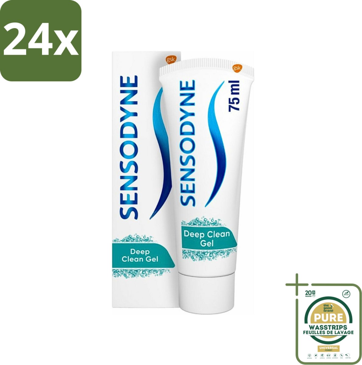 Sensodyne - Tandpasta - Deep Clean - Voor Frisse Adem - 75 ml - Voordeelverpakking - 24 stuks - Frisse adem - Tandpasta