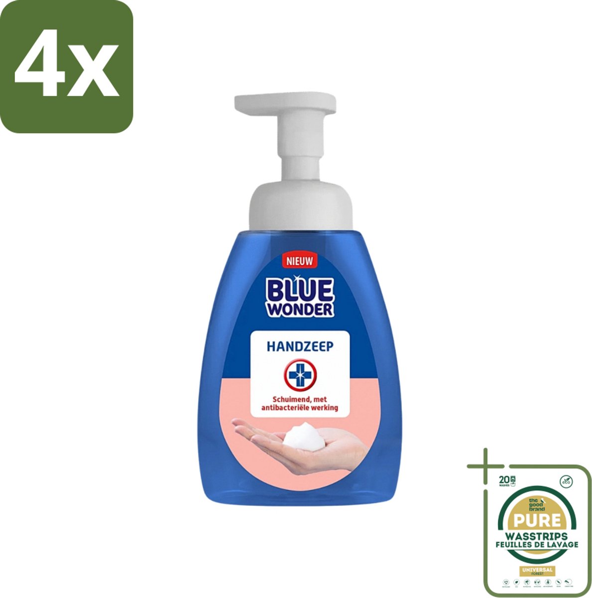 Blue Wonder - Handzeep - Hygiënisch & Verzorgend - 225 ml - Voordeelverpakking - 4 stuks - Antibacteriële handzeep - Schuimende mousse