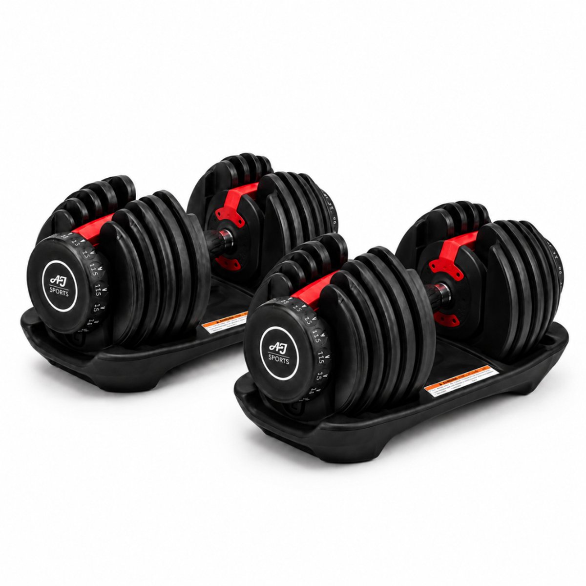 Bol.com AJ-Sports Verstelbare Dumbells Rood - 2kg t/m 24kg - Gewichten - Dumbells set - Gewichten set - Smart Dumbells - Halters... aanbieding