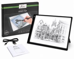 Nassau Fine Art Lightpad A3 - Tekenbord met LED Lichtbak - 3 Lichtstanden Dimbaar - voor Tekenen en Diamond Painting - Educatief Montessori Speelgoed 4, 5, 6 + Jaar - Knutselspullen - Cadeau voor Meisjes en Jongens
