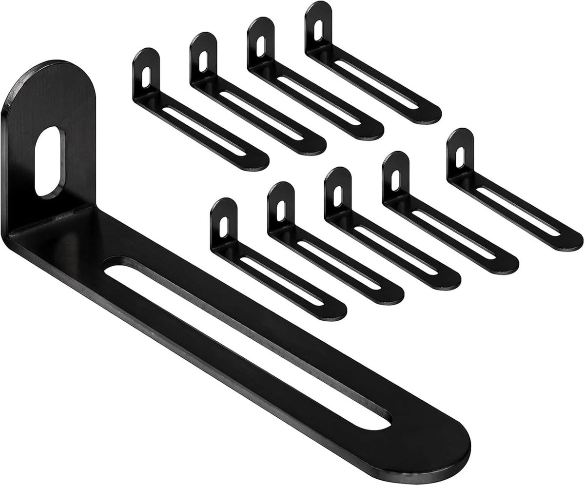 Pack van 10 Hoekverbinders, 73 × 23.5 × 15 mm, Sterke Metalen L-vormige Hoekverbinder voor Meubelconstructie, Planken en Tafels, Ideaal voor Houtverbindingen (Zwart)