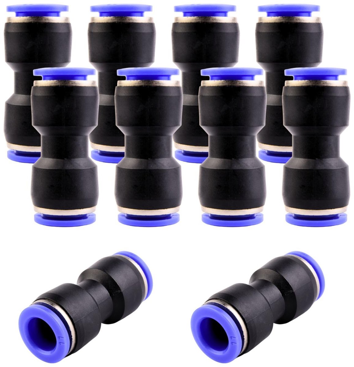 10 x 11 mm pneumatische connectoren, pneumatische connectoren, snelkoppeling, 11 mm rechte banden, snelkoppelingen - ShopVlot