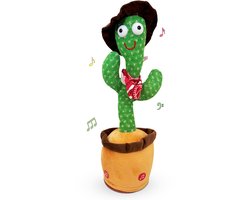 Bailanta® Dansende Cactus - Pratende Cactus - Kinder Speelgoed - Interactieve Knuffel - Nederlandse Handleiding - Pratende Knuffel – Cactus Speelgoed – USB Opladen – Geeft Licht – Met Cowboy Outfit – 120 Liedjes - Zingende Cactus - Perfect Cadeau