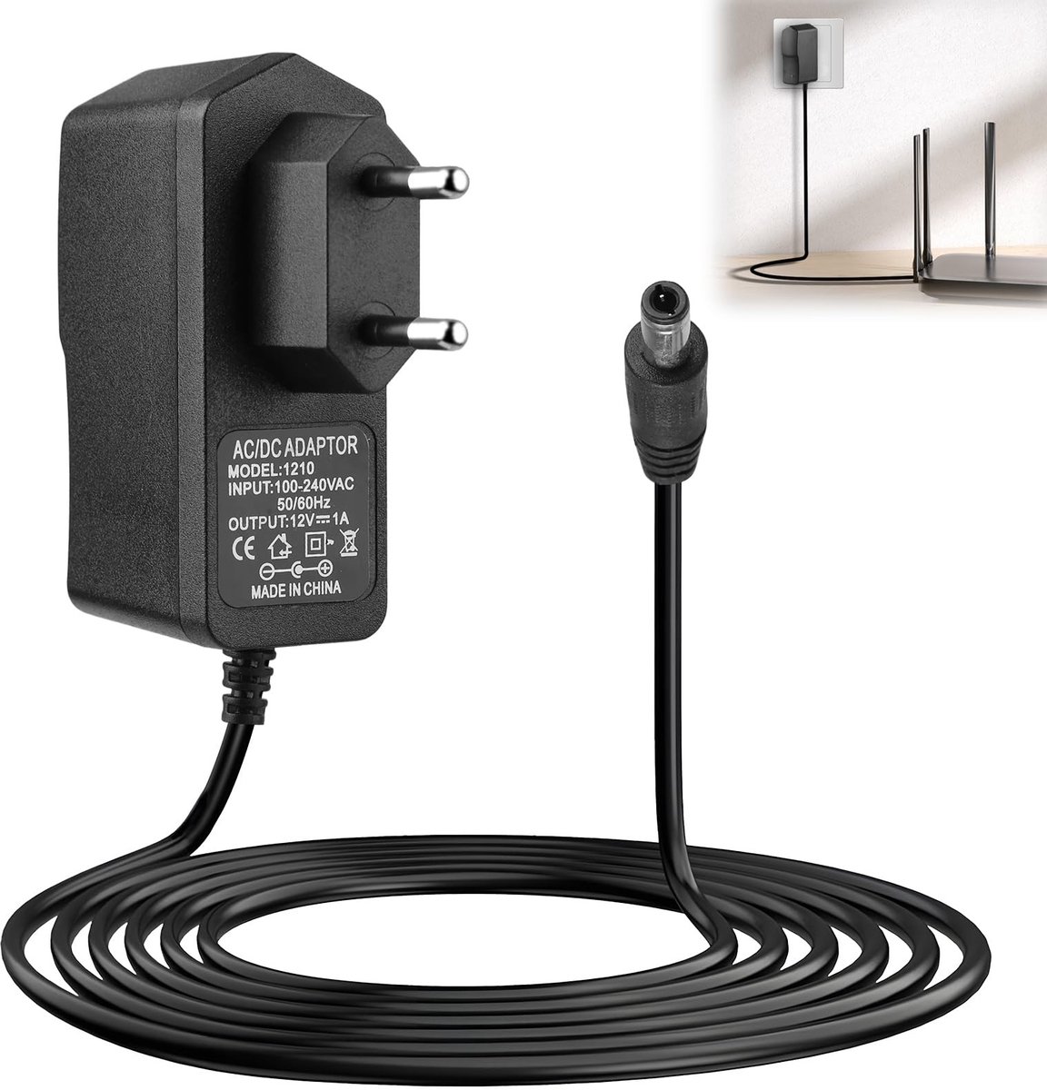 Elzusha - 12V 1A Voedingsadapter voor Diverse Apparaten