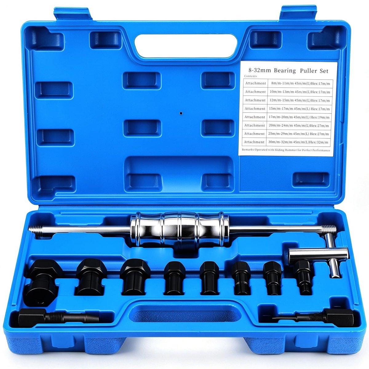 Elzusha - Inner Bearing Puller met Sliding Hammer en 8 Klemmen