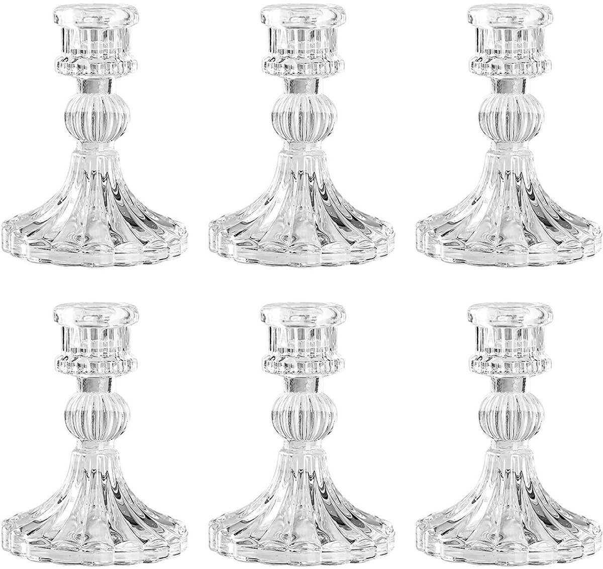 Elzusha - Conische Glazen Kaarsenhouder Set van 6 voor Decoratie