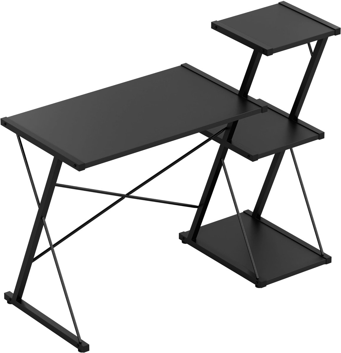 Elzusha - Bureau met Opbergcompartimenten - Modern Zwart - 116 x 93 x 50 cm