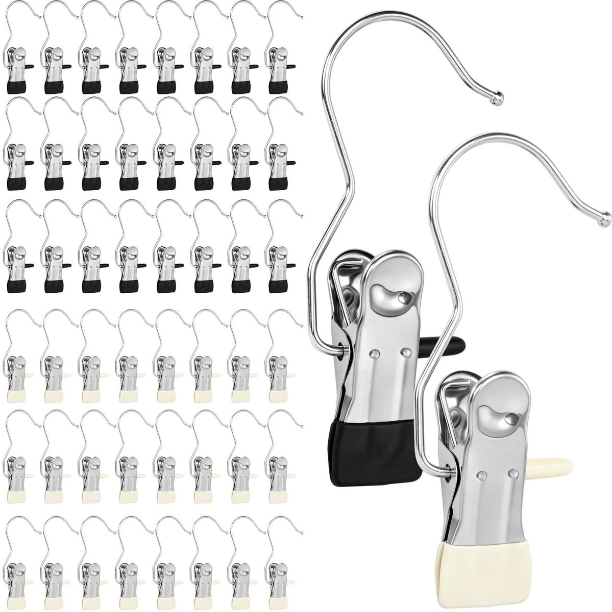 Elzusha - Set van 50 Draagbare RVS Wasknijpers met Antislip