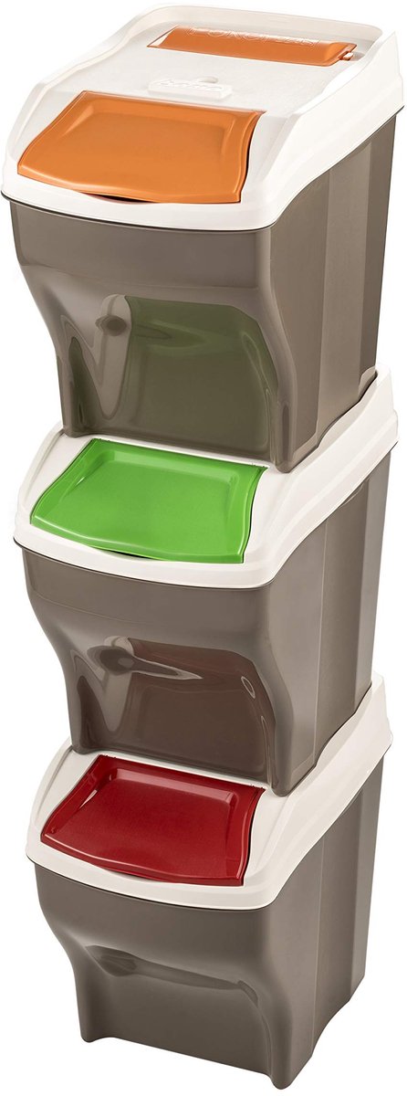 Elzusha - Set van 3 Afvalbakken voor Recycling