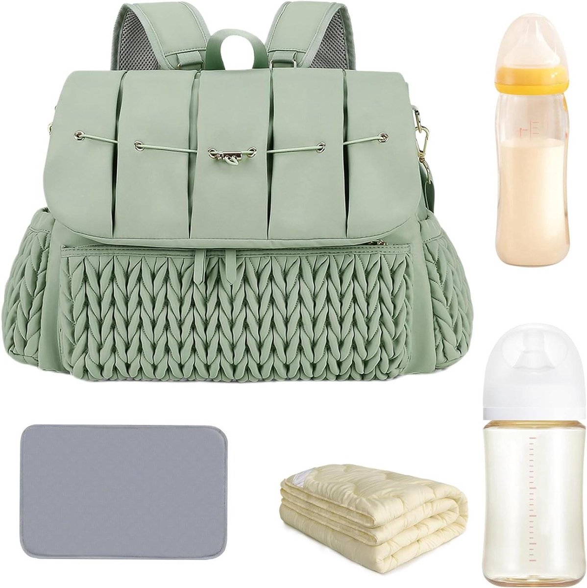 Luierrugzak - Baby tas - Baby verzorgen - Georganiseerde indeling - 42 x 12 x 30 cm - Groen