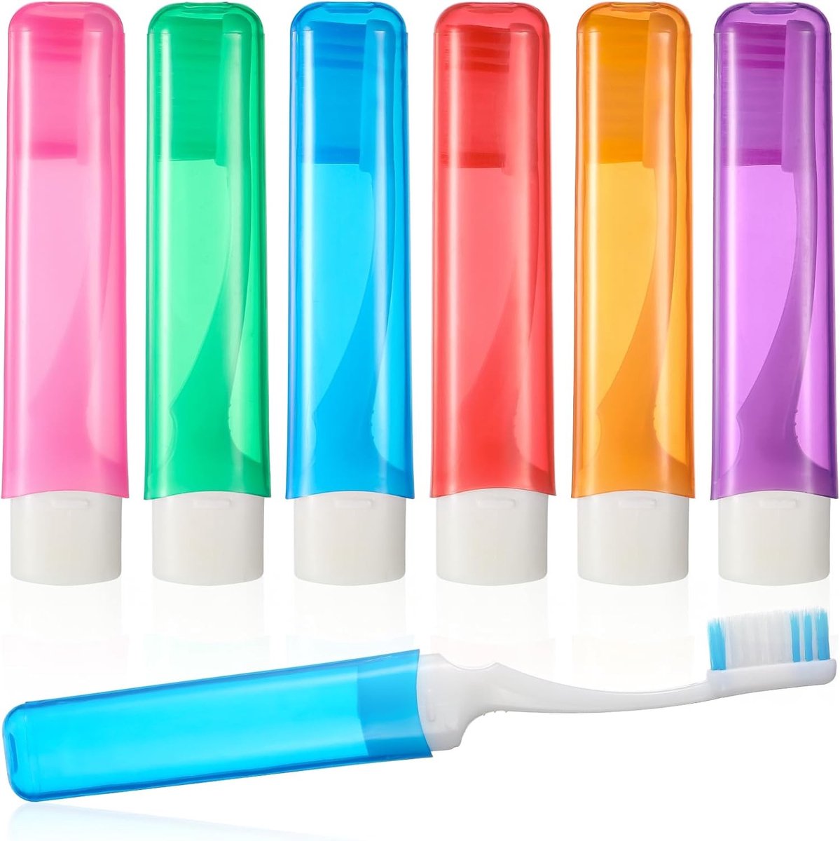 Reis Tandenborstel Set met 6 Stuks - Opvouwbare Mini Tandenborstels met Beschermcase voor Thuis, Kamperen en Wandelen (Multicolor)