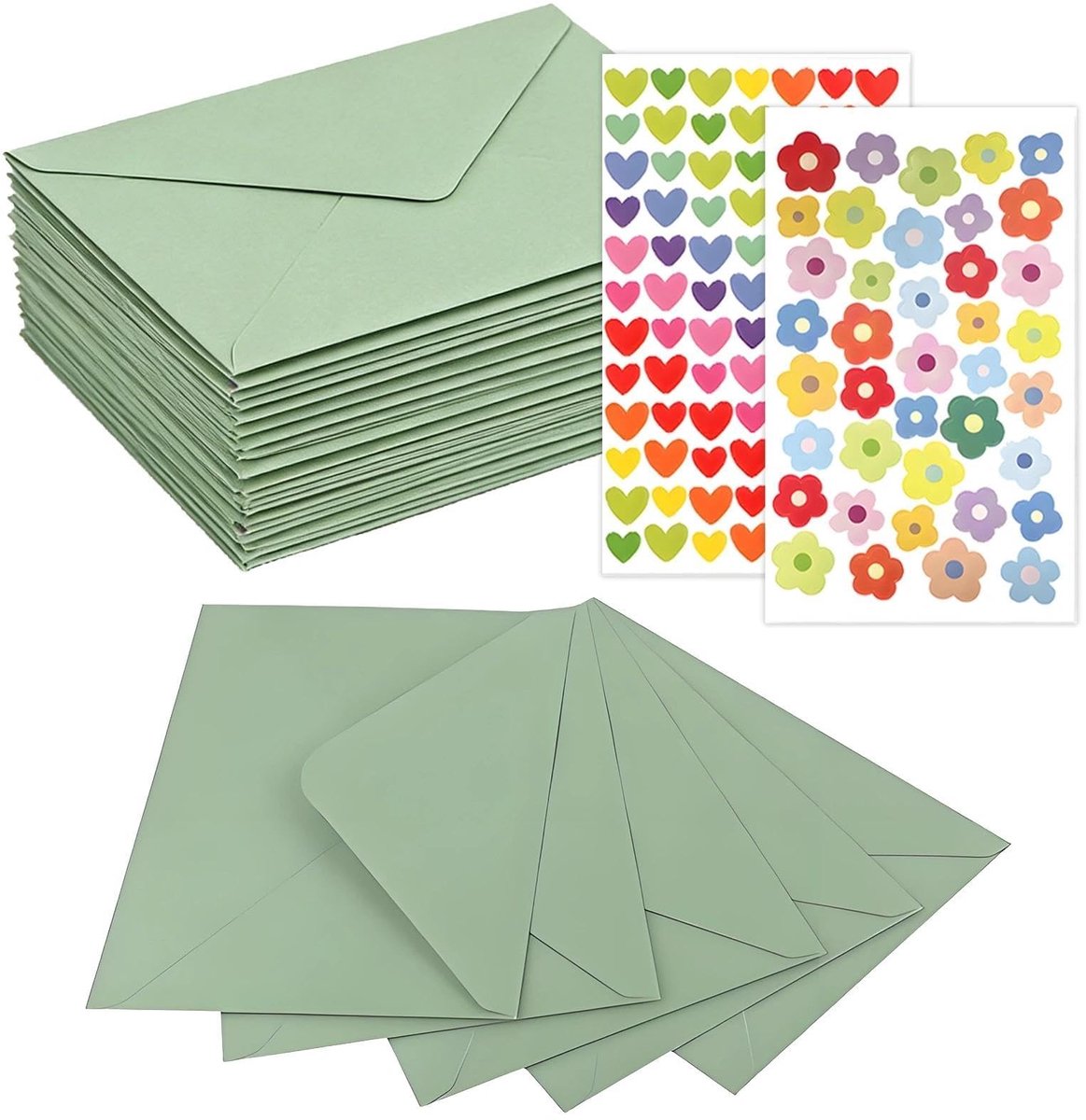 Elzusha - Set van 50 Mini Gekleurde Enveloppen met Stickers