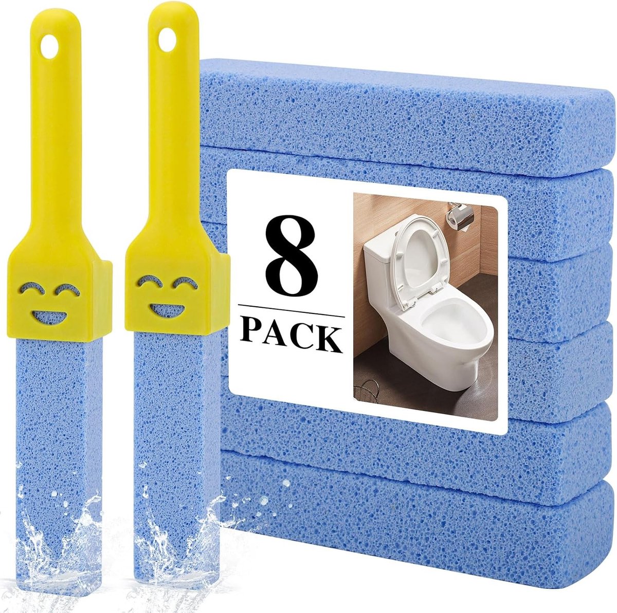 8 stuks puimsteen toiletreinigers met handvat voor effectieve reiniging van toilet en badkamer, ideaal voor hardnekkige vlekken en kalkaanslag