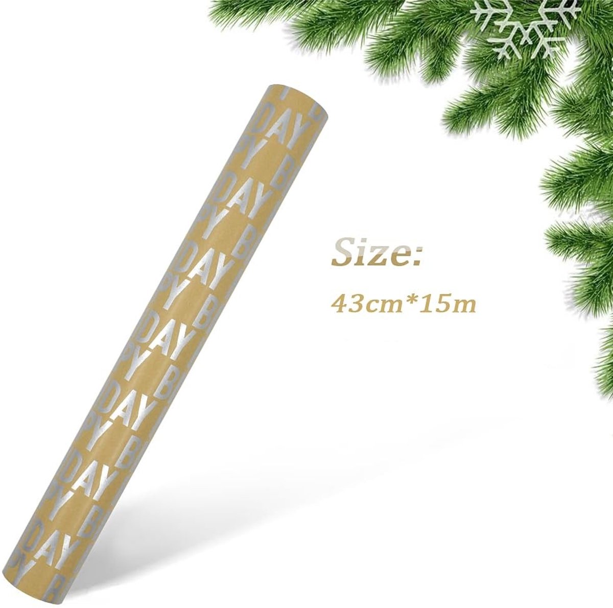 Elzusha - Zilver Cadeaupapier Happy Birthday 15m Rol