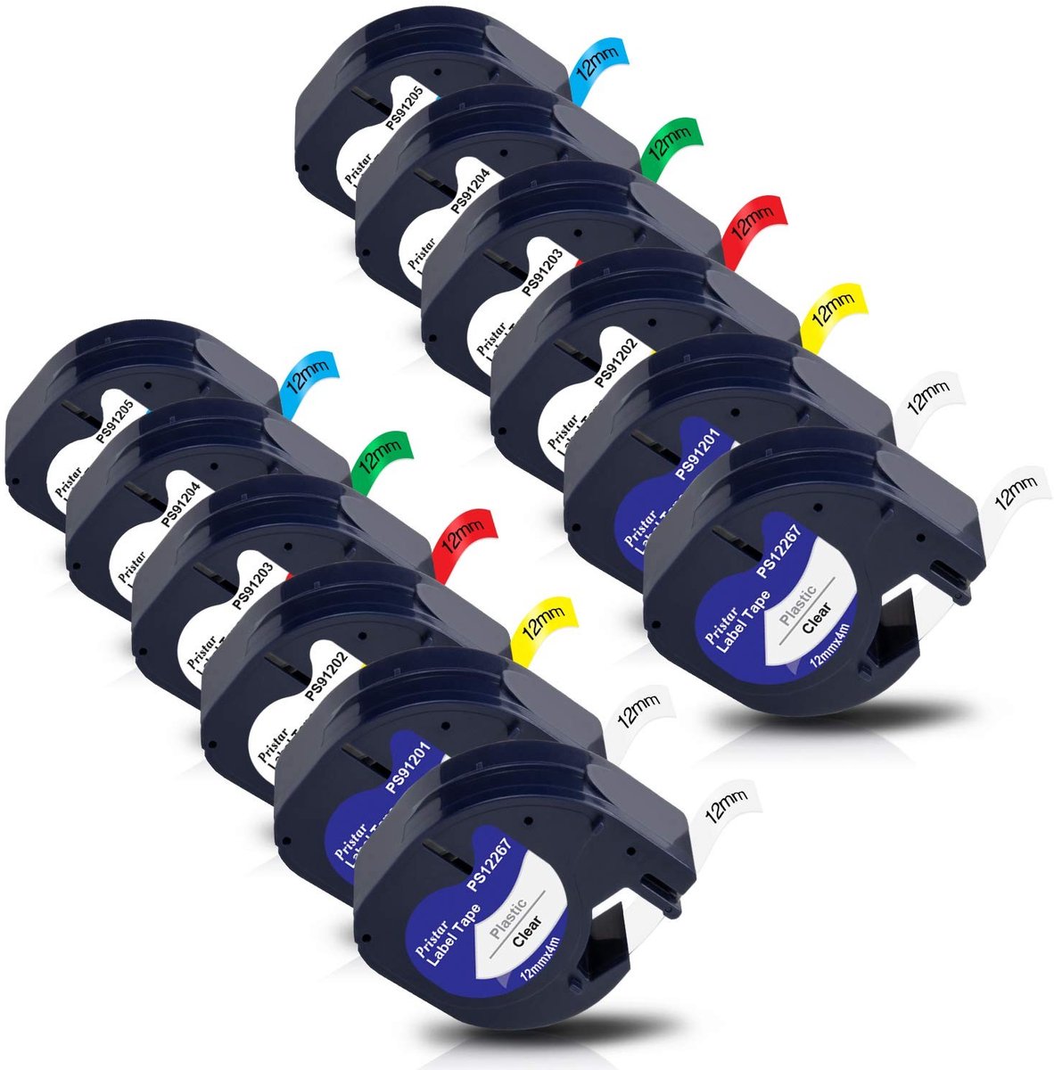 Elzusha - Label Tape Compatibel met Dymo - 12mm x 4m - 12 Stuks