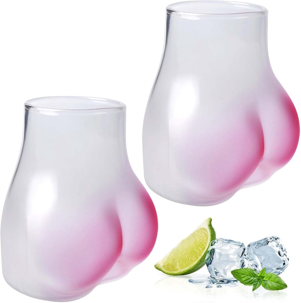 Grappige Back Shape Mok Set van 2 - Creatieve Handheld Glazen voor Iced Coffee, Cocktails en Bier