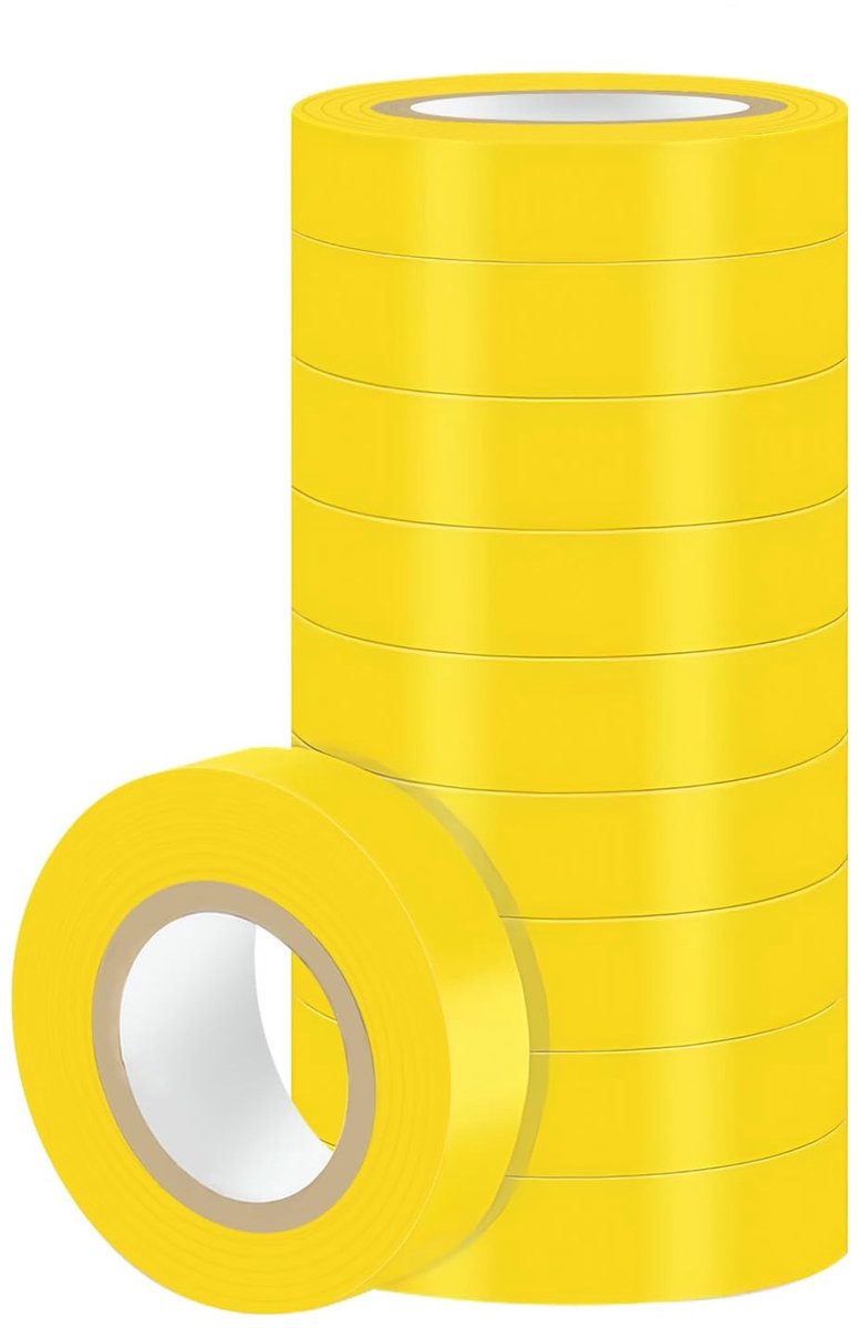 Elzusha - Gele Isolatietape 18 mm x 13 m, 10 Stuks PVC voor Elektrische Projecten